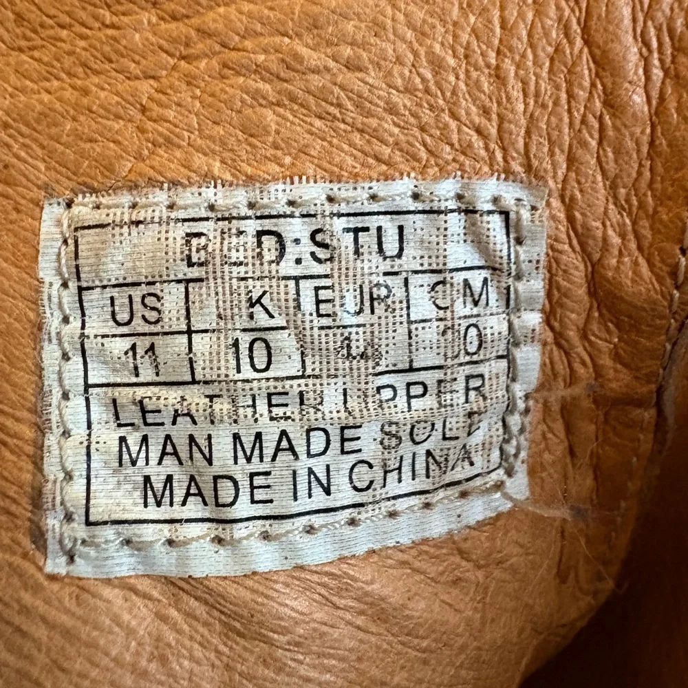 Bed Stu-Men’s 11 side zip boot. Cobbler Series distressed leather. Cognac EUC!